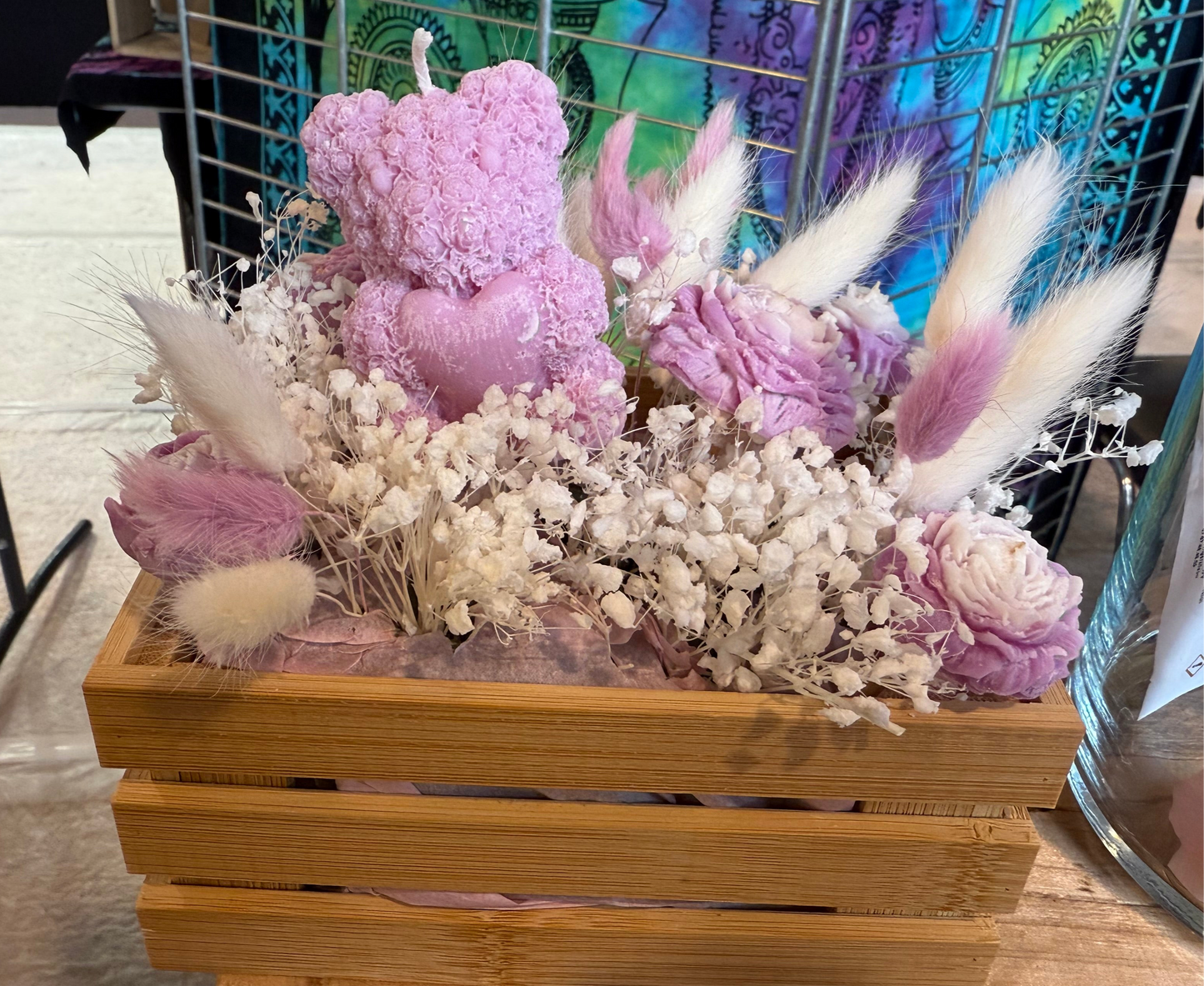 Cagette de fleurs avec nounours