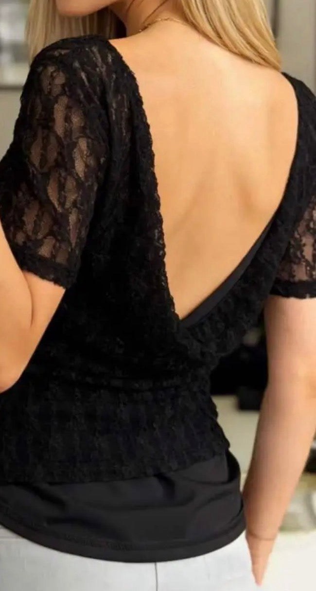 Top à Dos Ouvert avec Détail en Dentelle