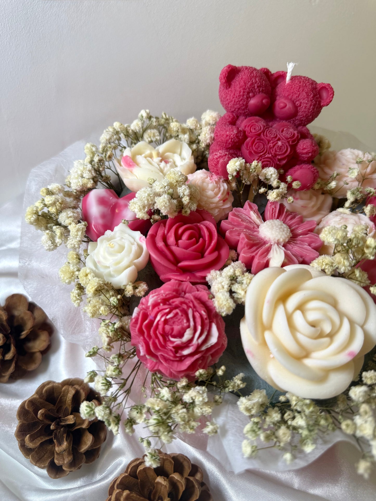 Bouquet cœur Saint-Valentin Fleur de coton