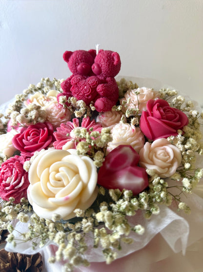 Bouquet cœur Saint-Valentin Fleur de coton