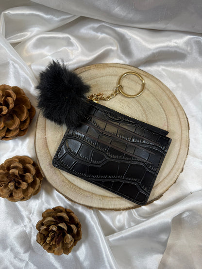 Porte-monnaies avec pompon femme