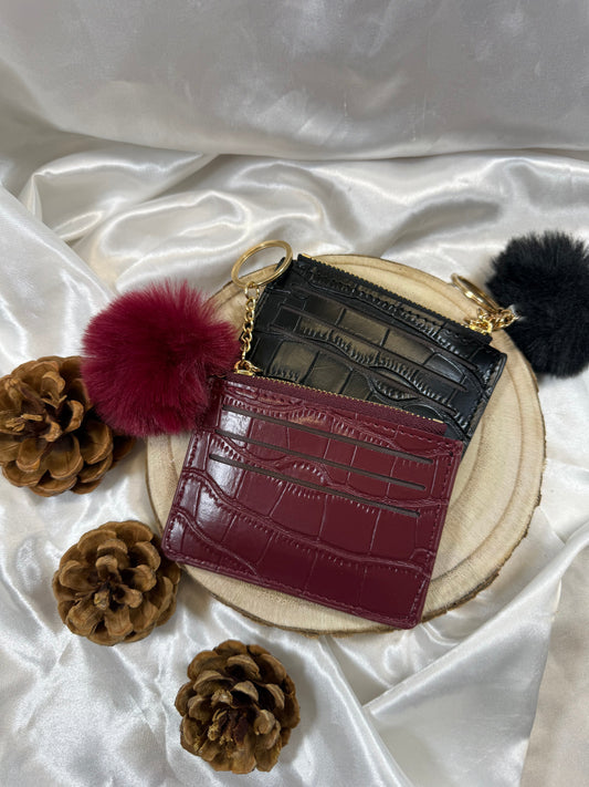 Porte feuille avec pompon femme