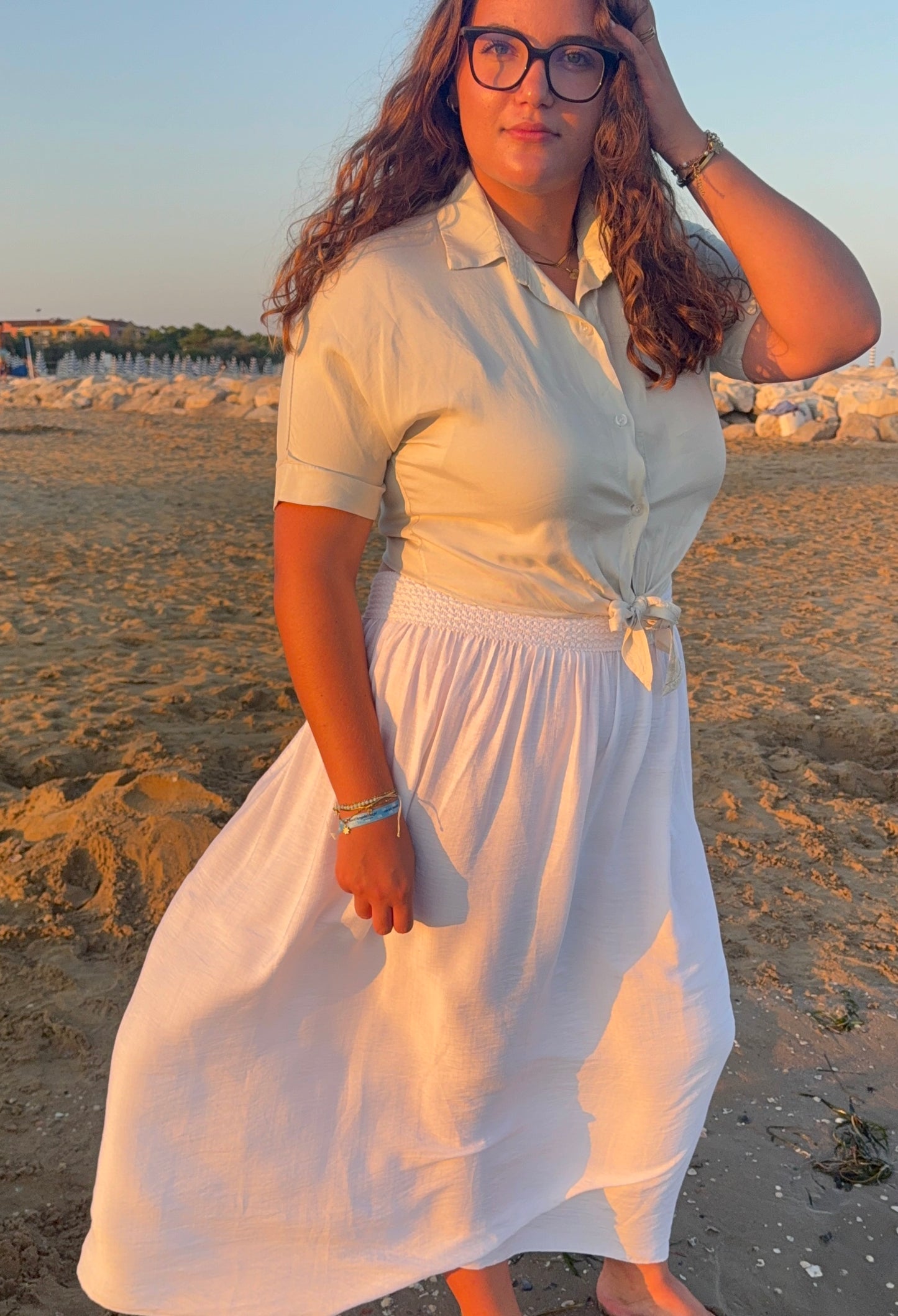 Chemise courte à nouer