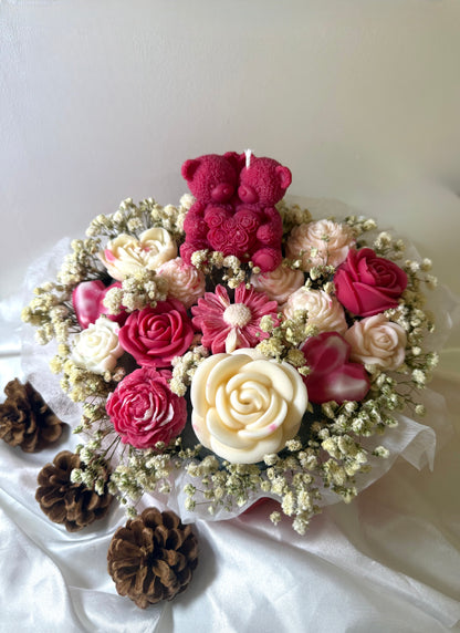 Bouquet cœur Saint-Valentin Fleur de coton