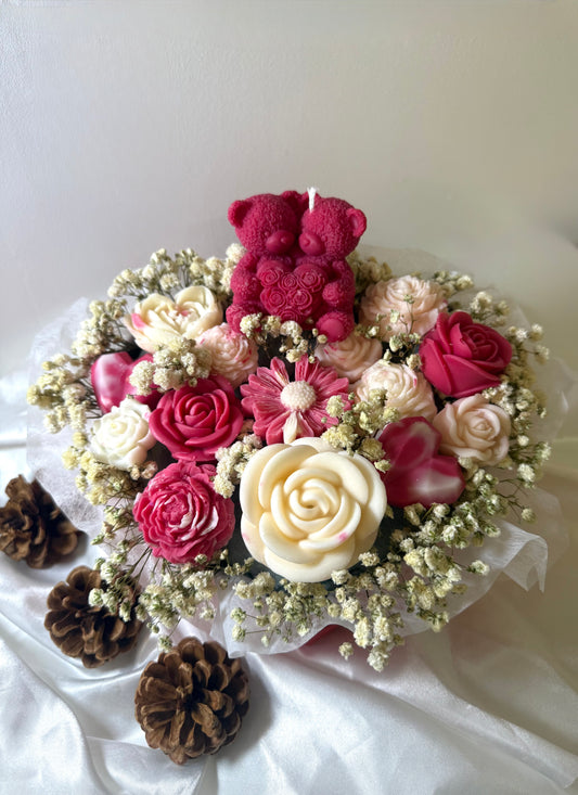 Bouquet cœur Saint-Valentin Fleur de coton