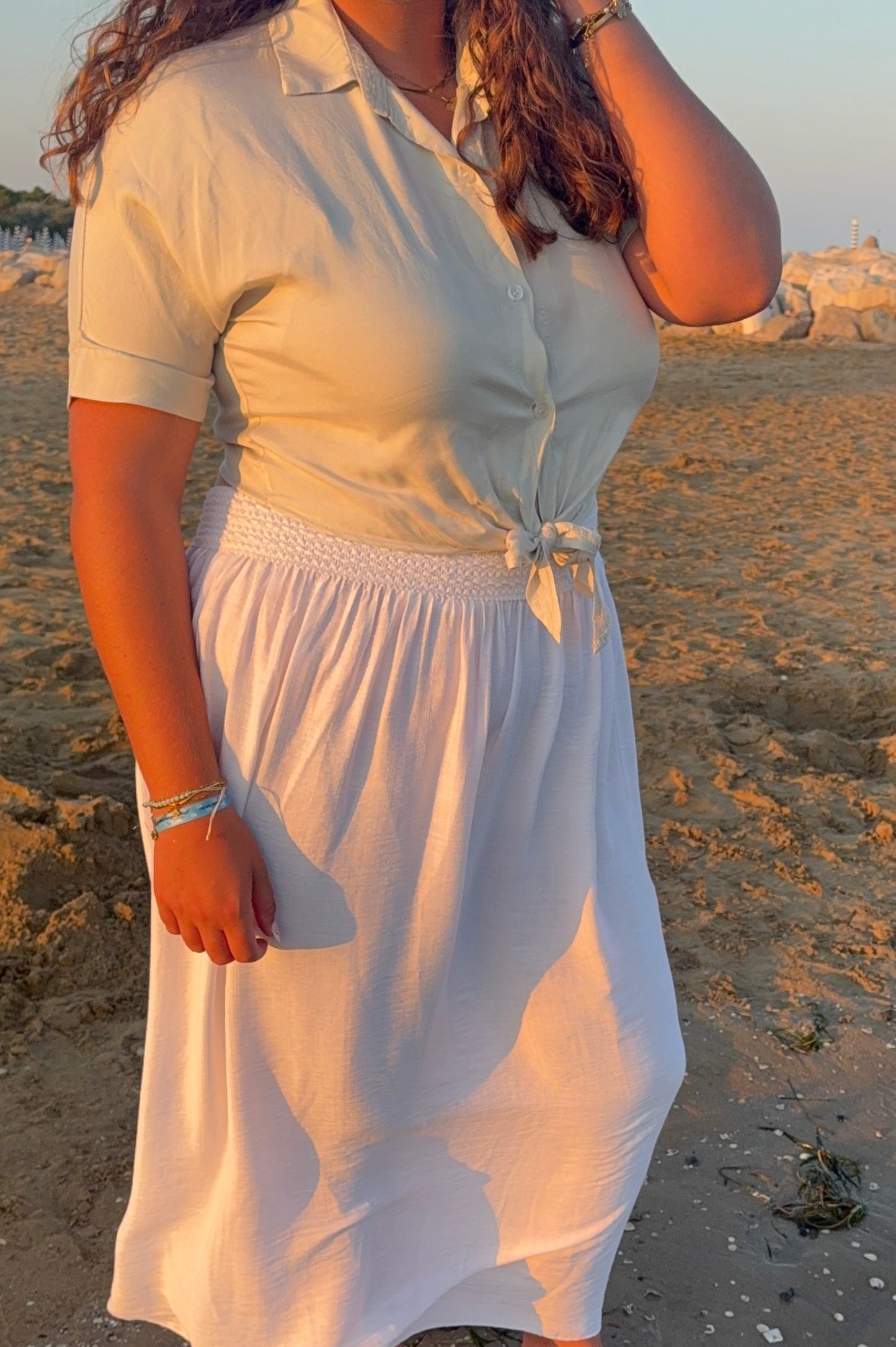 Chemise courte à nouer