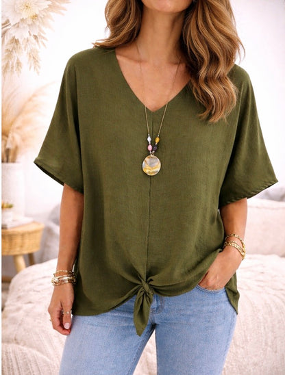 Haut fluide col V nouée + collier