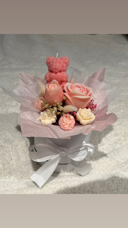 Bouquet nounours rose