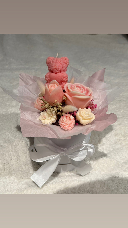 Bouquet nounours rose
